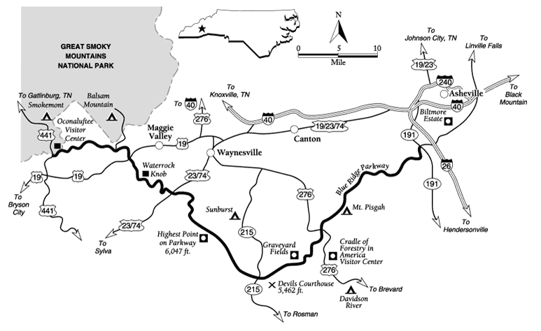 North Carolina: Blue Ridge Parkway South Map.gif