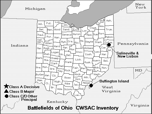 Ohio Civil War Map of Battles.gif