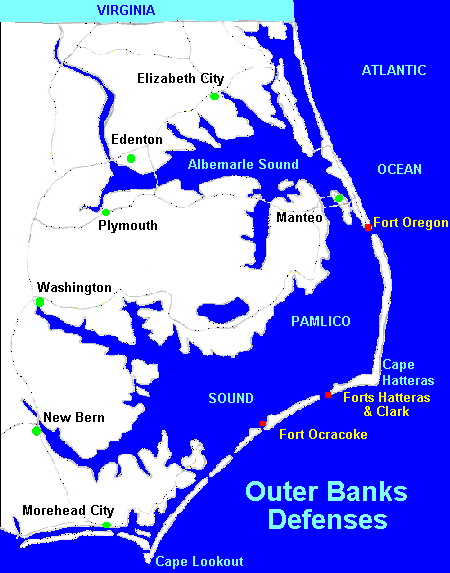 NC Coast & Outer Banks Civil War Forts Map.gif
