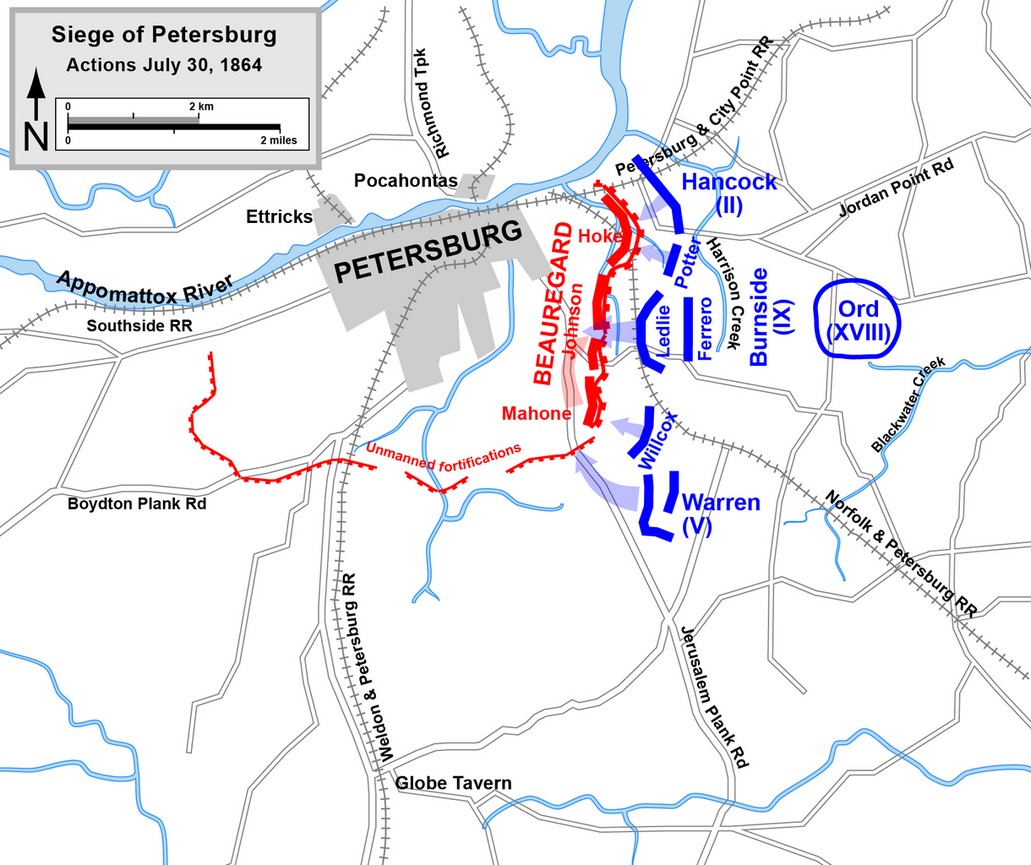Civil War Battle of the Crater Battlefield Map.gif