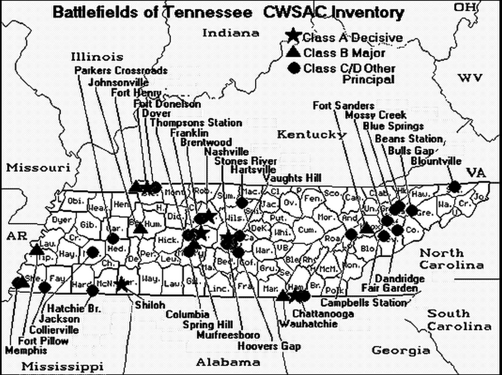 Tennessee Civil War History Battles Tennessee Civil War Map